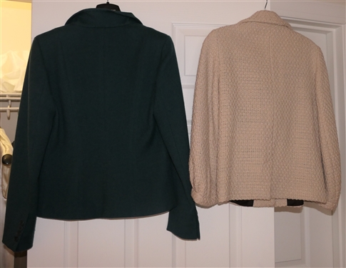 Max Mara - Made in Italy - Forest Green Blazer - Size 4 and Gerald Darel Tan Boucle Jacket - Size 4 - Both in Excellent Condition