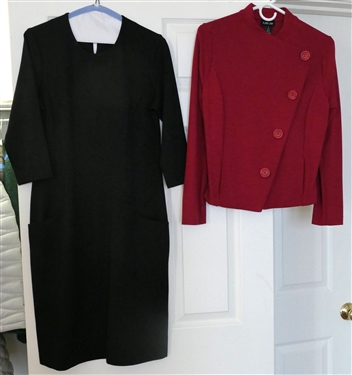 J. McLaughlin Black Dress Size Small and Ronen Chen Red Sweater Jacket Size 1 