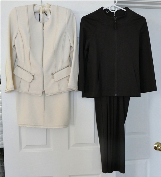Iris Setlakwe Ivory Tweed Skirt Suit - Size 6 and Amelline Brown Jacket and Trousers Set - Size XS 