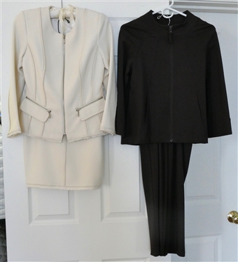 Iris Setlakwe Ivory Tweed Skirt Suit - Size 6 and Amelline Brown Jacket and Trousers Set - Size XS 