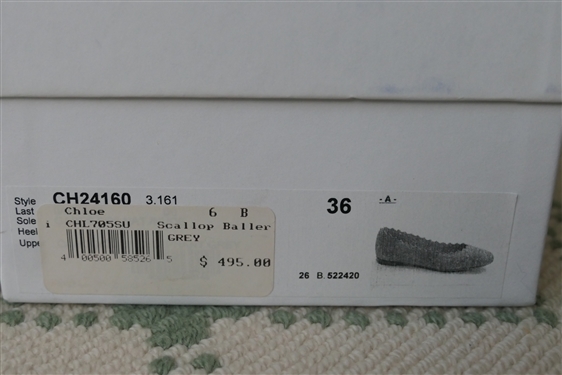 Chloe' Gray Scallop Baller Flats Like New in Original Box Size 36 and Vince Blair Gray Slip on Sneakers - Size 6 In Original Box