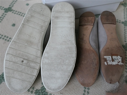 Chloe' Gray Scallop Baller Flats Like New in Original Box Size 36 and Vince Blair Gray Slip on Sneakers - Size 6 In Original Box