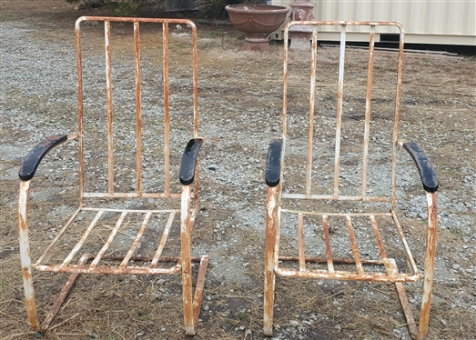 Pair Vintage Reclining Spring Chairs