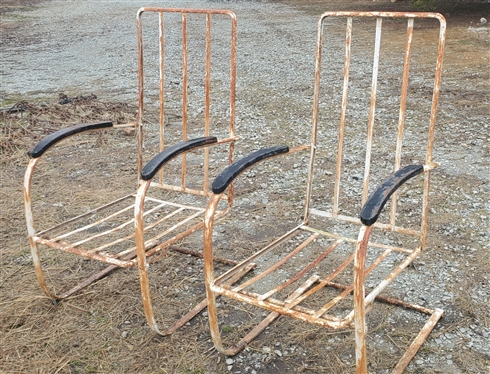 Pair Vintage Reclining Spring Chairs