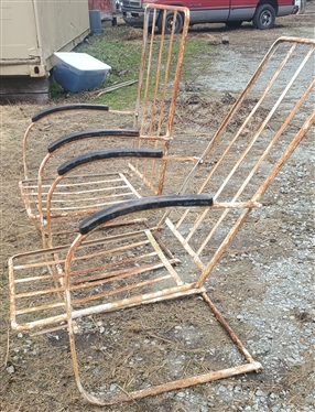 Pair Vintage Reclining Spring Chairs