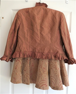 Z by Zelda Silk Suit - Jacket with Ruffled Collar and Cuffs with Matching Brocade Skirt - Size 4