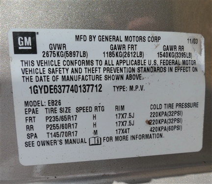 2004 Cadillac SRX SUV 