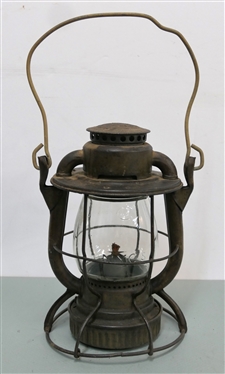 N.Y.C.S. New York Central System Dietz Railroad Lantern - Embossed NYCS Dietz Vesta Clear Globe - Lantern Measures 9 1/2 Tall 