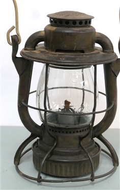 N.Y.C.S. New York Central System Dietz Railroad Lantern - Embossed NYCS Dietz Vesta Clear Globe - Lantern Measures 9 1/2 Tall 