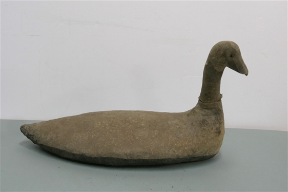 Antique Primitive / Handmade Canvas Duck Decoy - Glass Eyes - Decoy Measures 12 Tall 22 Beak to Tail 