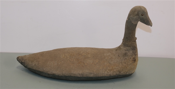 Antique Primitive / Handmade Canvas Duck Decoy - Glass Eyes - Decoy Measures 12 Tall 22 Beak to Tail 