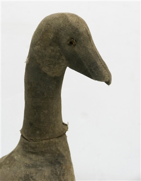 Antique Primitive / Handmade Canvas Duck Decoy - Glass Eyes - Decoy Measures 12 Tall 22 Beak to Tail 