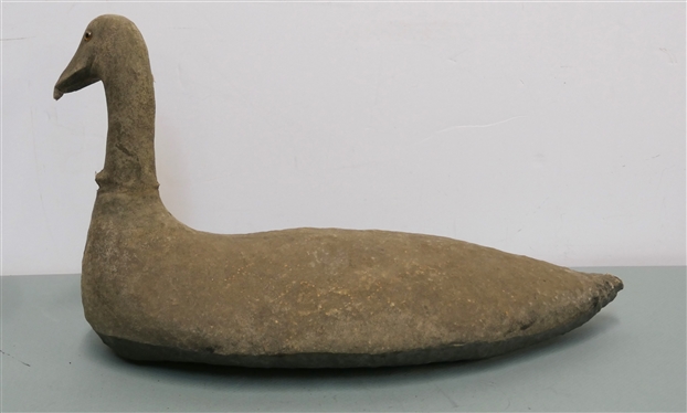 Antique Primitive / Handmade Canvas Duck Decoy - Glass Eyes - Decoy Measures 12 Tall 22 Beak to Tail 