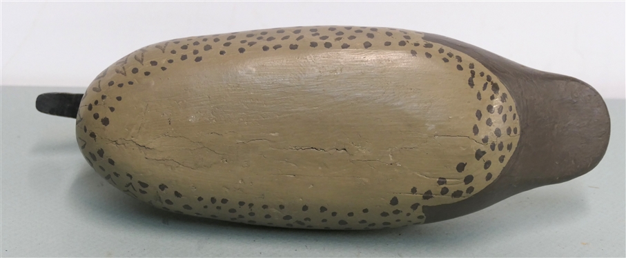 Hand Painted Duck Decoy with Glass Eyes - Duck Measures 5 1/2 Tall 13 Beak to Tail 