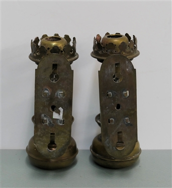 Pair of Vintage Brass Railroad Oil Lamp Wall Sconces - each Measures 6 1/2 Long