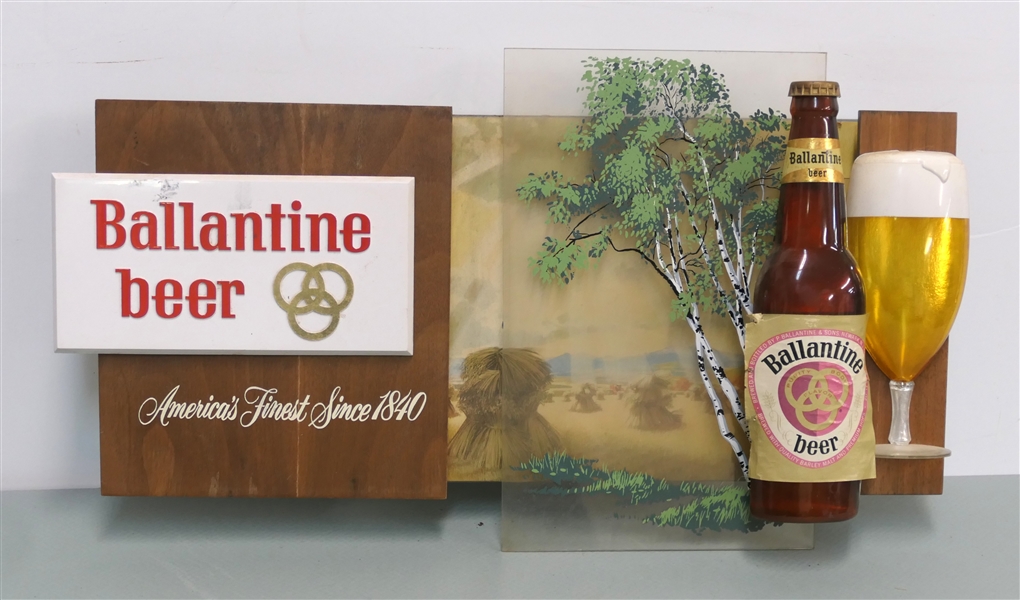 Ballantine Beer "Americas Finest Since 1840" T - Plastic Dimensional Beer Sign - Thomas A. Schutz Co. Inc. P-658-B on Original Label on Back - Sign Measures 11 1/2" by 19" 