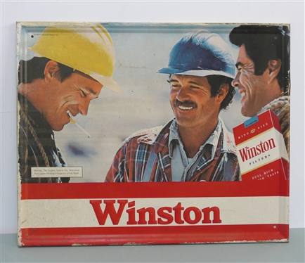 Winston Cigarettes Metal Advertising Sign -1981 Dated -  Self Framed - Sign Measures - 17 1/2 By 21 1/2 