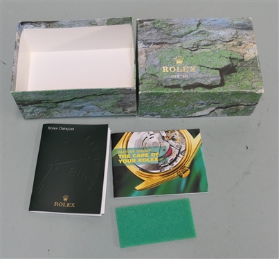 Rolex Oyster Watch Box with Rolex Datejust Pamphlet and Factory Care Service Pamphlet 