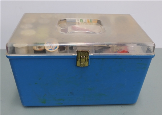 Sewing Box Full of Sewing Notions - Thread, Pins, Velcro, Etc.