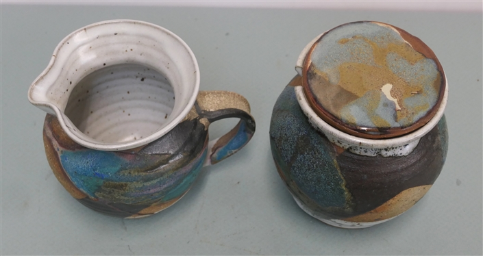 Windy Hill Studio Art Pottery Cream and Sugar Set - Cream Pitcher Measures 5 Tall 