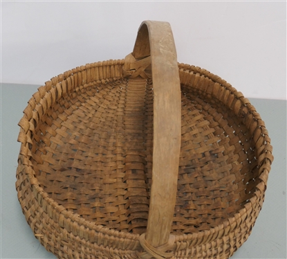 Oak Splint Buttocks / Egg Basket - Larger - Basket Measures 6 Tall 12 by 11 - Not Including Handle