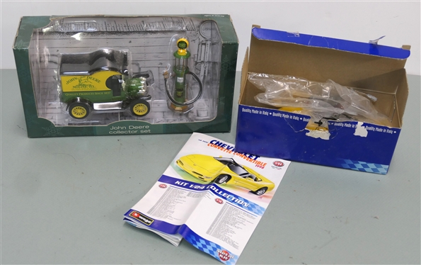 John Deere Collector Set - Car and Gas Pump - In Original Box and Durango Model Car Kit in Original Box