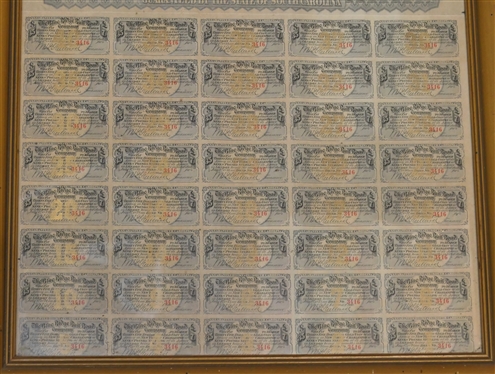  State of South Carolina Mortgage Loan -  Under Acts 1854 & 1868 -  The Blue Ridge Railroad Company  - Stock and Loan Certificate - NO. 3416 - Full Uncut Sheet - Railroad Stock Certificate ...