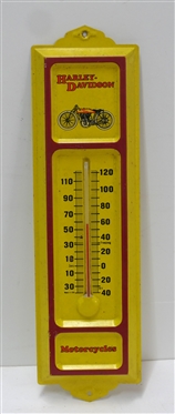 Vintage Harley Davidson Motorcycles Tin Advertising Thermometer - Made in USA - Measures 13 1/4 by 3 3/4 