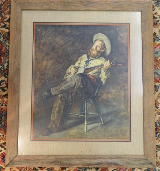 "Cowboy Singing "Print - 1888 Original by Thomas Eakins (1844 - 1916) - Attractively Framed and Matted - Frame Measures 29 1/2" by 26"