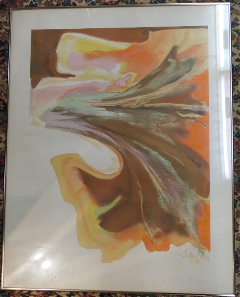"Crosswoods II" Artist Signed Lithograph by Charlotte Robinson - "For Susan and John" - Gallery Framed - Frame Measures 37" by 29"