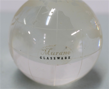 Murano Glassware Globe Paperweight - Original Label - Globe Measures 3 tall 