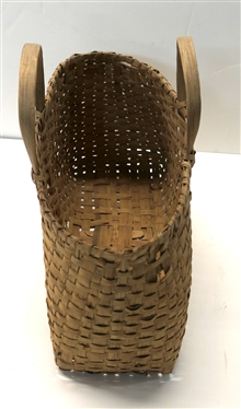 Nice Hand Woven Oak Splint Purse Basket - Double Handles - Basket Measures 8 Tall 14 by 7