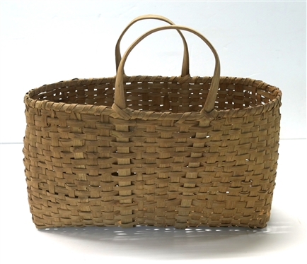 Nice Hand Woven Oak Splint Purse Basket - Double Handles - Basket Measures 8 Tall 14 by 7