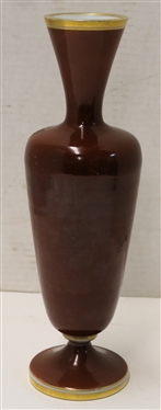 Parisian Porcelain Mantle Vase with  Woman - Rust Colored with Gold Trim - Vase Measures 11 1/4 Tall 