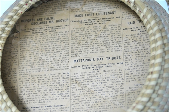 1930''s Handmade Gulla Geechee Sweet Grass Basket with Lid - Sewing Basket - Prince Edward County Virginia Newspaper Clipping Inside - Vintage Needles, Threads, and Thimbles Inside - Also Tiny...