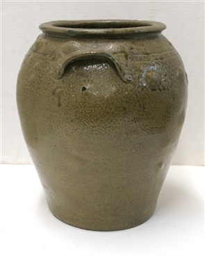 Very Unusual  2 Gallon Ovoid Crock - Lug Handles - Incised Rings and Incised 2 - Many Blisters in Body of Crock - Gives Unusual Dimpled Appearance - Crock is 12 Tall - Chip...