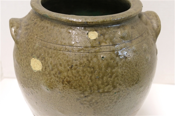 Very Unusual  2 Gallon Ovoid Crock - Lug Handles - Incised Rings and Incised 2 - Many Blisters in Body of Crock - Gives Unusual Dimpled Appearance - Crock is 12 Tall - Chip...