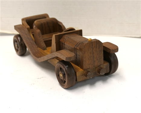 Hand Crafted Wooden Roadster Car - Measures 12 Long 4 1/2 Across
