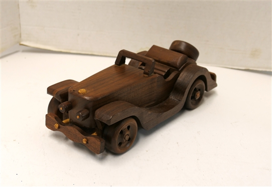 Hand Crafted Wooden Roadster Car - Measures 11 1/2 Long 5 Across
