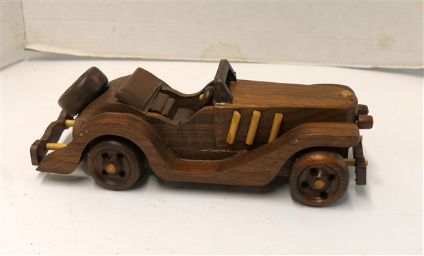 Hand Crafted Wooden Roadster Car - Measures 11 1/2 Long 5 Across
