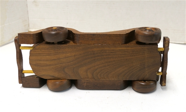 Hand Crafted Wooden Roadster Car - Measures 11 1/2 Long 5 Across