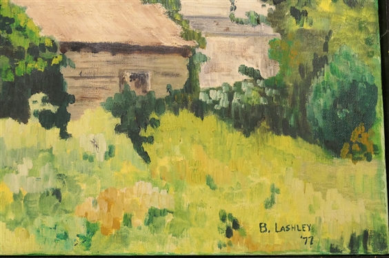 The Dixie Lee Flour Mill Oil on Canvas Painting by Artist B. Lashley - 1977 - Impressionist Style - 22 1/2 By 31 