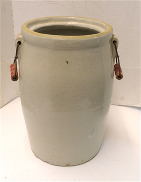 5 Gallon Stone Churn - Blue Crown with 5 - 2 Wood Bail Handles 