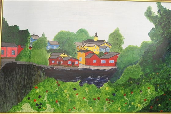 Colors in Finland by Harold D. Henry - Acrylic on Board - Exhibition Label on Reverse- Framed - Frame Measures 20 1/2 by 30 1/2 