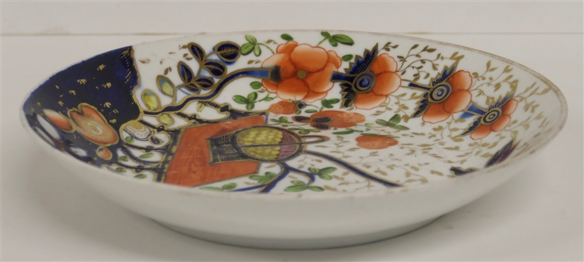 Davenport / Imari Porcelain Dish with Basket of Fruit and Florals - Dish Measures 7 3/4 Across 
