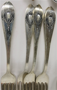 30 Pieces of Lunt  Mount Vernon Sterling Silver Flatware - 12 Teaspoons, 6 Dinner Forks, 12 Grapefruit Spoons - Monogrammed M - 779.2 Grams (25.05 troy ounces) Total Weight  