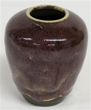 Ben Owen III North Carolina Art Pottery Small Vase Raspberry Glaze - Vase Measures 4 Tall  
