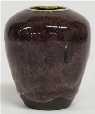 Ben Owen III North Carolina Art Pottery Small Vase Raspberry Glaze - Vase Measures 4 Tall  