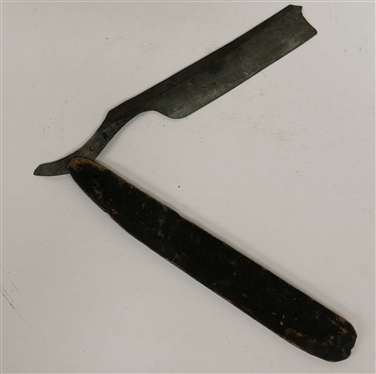 Wood and Metal Straight Razor Trade Sign / Advertisement - Wood with Metal Blade - Sign is 13 1/2 Long 2 Wide in Closed Position 