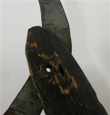 Wood and Metal Straight Razor Trade Sign / Advertisement - Wood with Metal Blade - Sign is 13 1/2 Long 2 Wide in Closed Position 